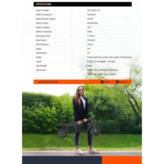 Porodo Lifestyle Urban Scooter Pro - Black